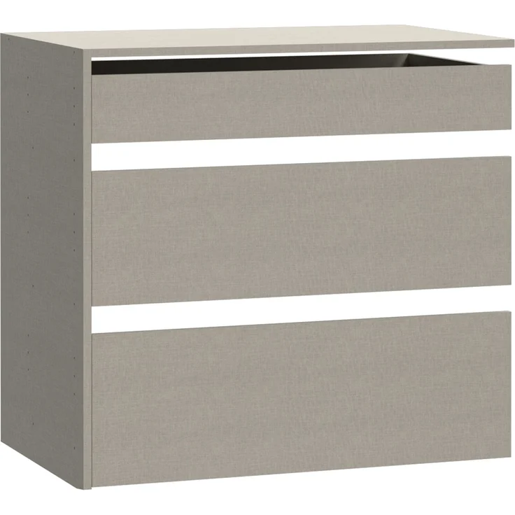 Forte SCHACH & MATT 2 Schubladenblock mit 3 Schubladen, Innenkommode für Kleiderschrank, Holzwerkstoff, Grau Textilnachbildung, 83,5 cm breit x 78,2 cm hoch x 52,7 cm tief – Bild 2