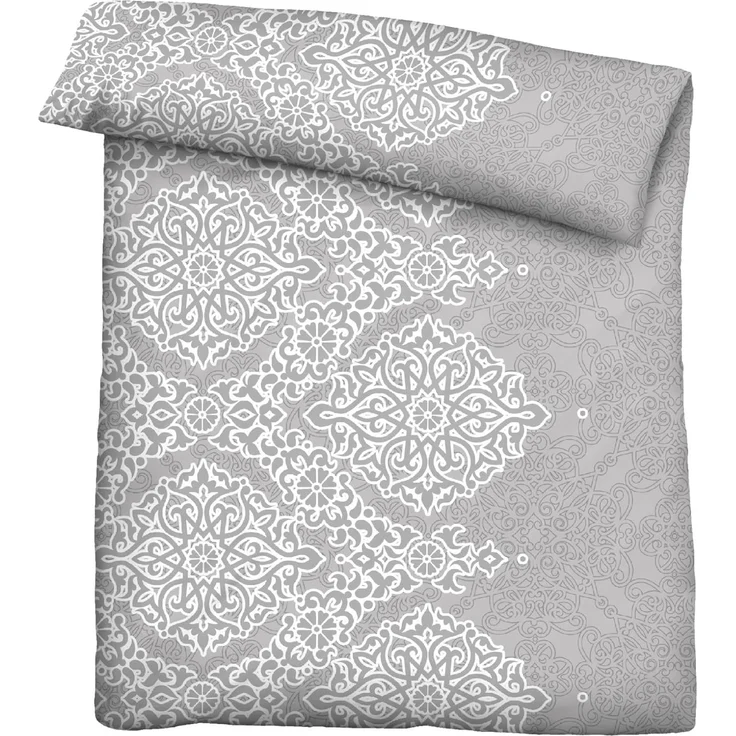 Traumhaft schlafen - Castell - Markenbettwäsche Poly-Cotton Seersucker Bettwäsche 0290334 ORNAMENT, sturmgrau, 1x 135x200 cm + 1x 80x80 cm – Bild 2