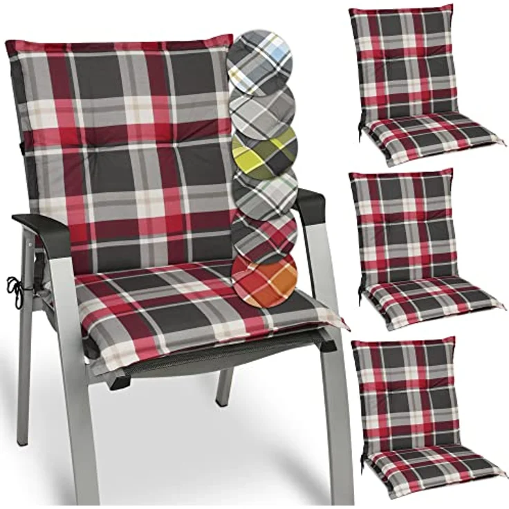 Beautissu 4er Set Niedriglehner Auflage Sunny 100 x 50 x 6 cm Bordeaux – Bild 2