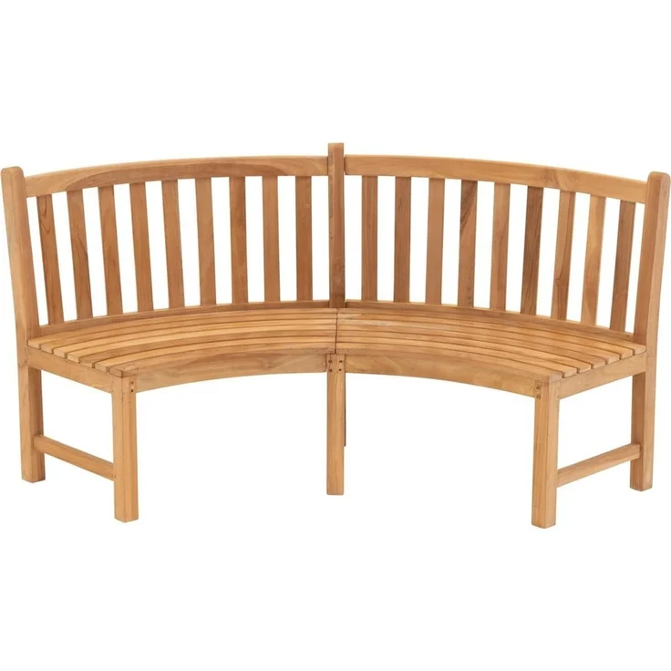 Lesli Living Gartenbank Gartenbank Bank rund Teak-Holz 200 x 53 x 92 cm – Bild 5