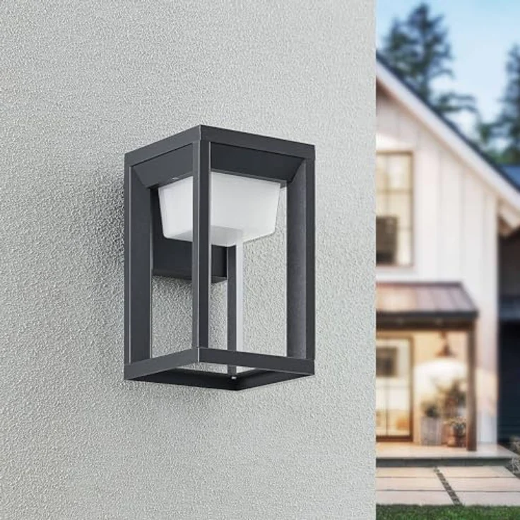 PRIOS LED Wandleuchte Gamion, spritzwassergeschützt, modern, Aluminium, 1-flammig, IP54, für Außenwand/Hauswand – Bild 3