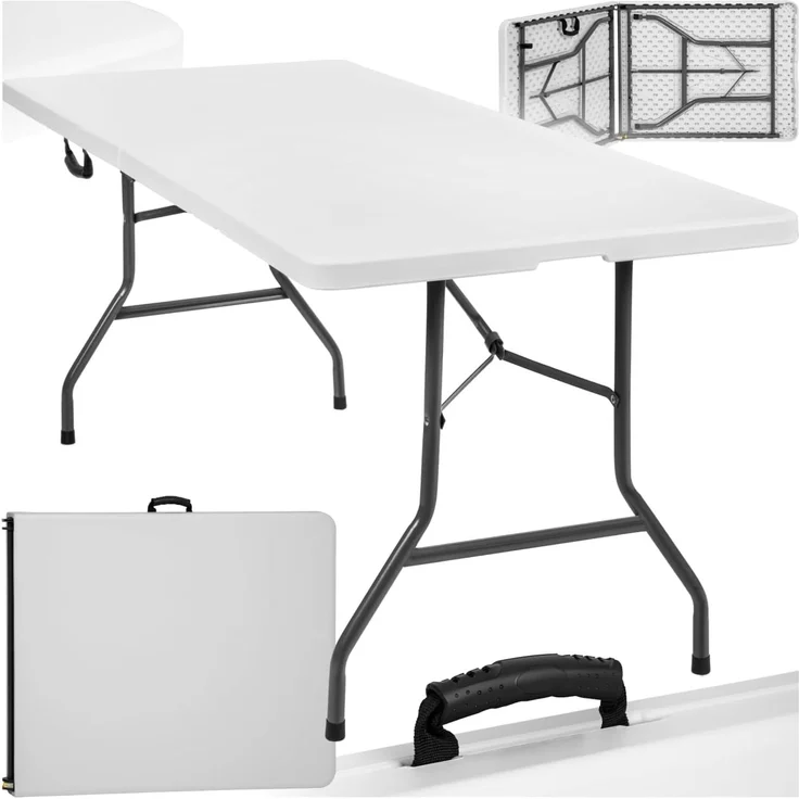 tectake® Klapptisch, Campingtisch mit Trageschlaufe, Gartentisch klappbar, Anti-Rutsch Füße, robust, leicht zu reinigen, 183 x 76 x 74 cm, Tisch für Garten, Terrasse, Balkon, Camping und Picknick – Bild 1