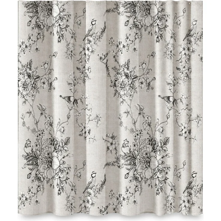 Duschvorhang mit Blumen- und Vogelmuster wasserdicht Beige 180 x 200 cm