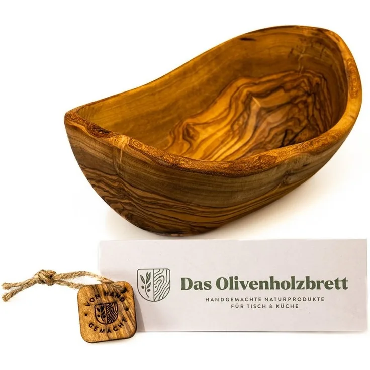 dasOlivenholzbrett Brotschale Baguetteschale aus Olivenholz, mit Naturrand, Olivenholz, (1-tlg)