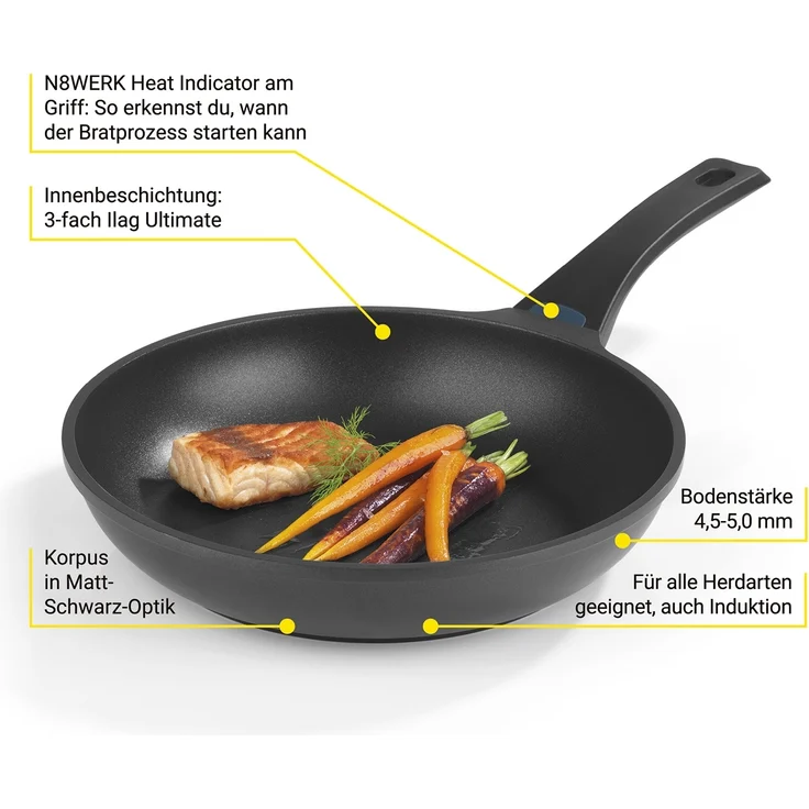 N8WERK 8-teiliges Aluguss-Topf- und Pfannen-Set - N8WERK Heat Indicator - Midnight Edition – Bild 7