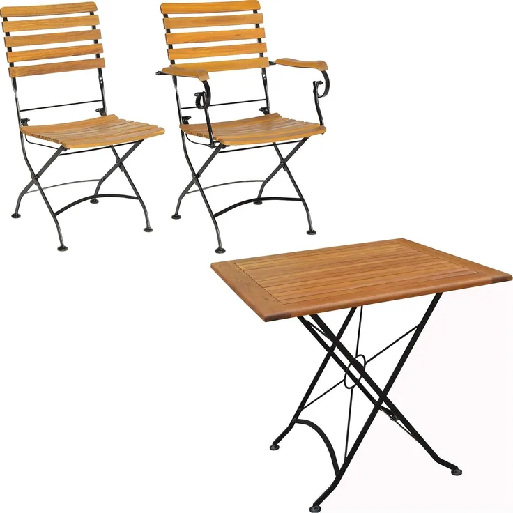 BEO Set aus 1x57434 Lindau Klappsessel 1x57433 Klassstuhl 1x56726 Tisch 80x80