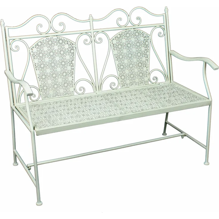 Gartenbank SIGURD - 120cm Breit, Stahl, Weiß | Terrassenbank Wetterfest Sitzbank Outdoor Bank