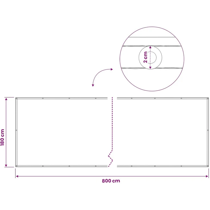 vidaXL Balkon Sichtschutz 180 x 800 cm Stoff mit PU-Beschichtung Weiß 42036364 – Bild 7