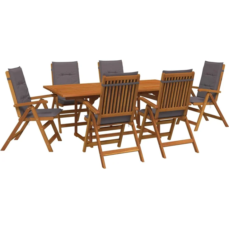 vidaXL Essgruppe für draußen mit Sonnenschirm 8 stk. 6-Sitzer 3438536 – Bild 2