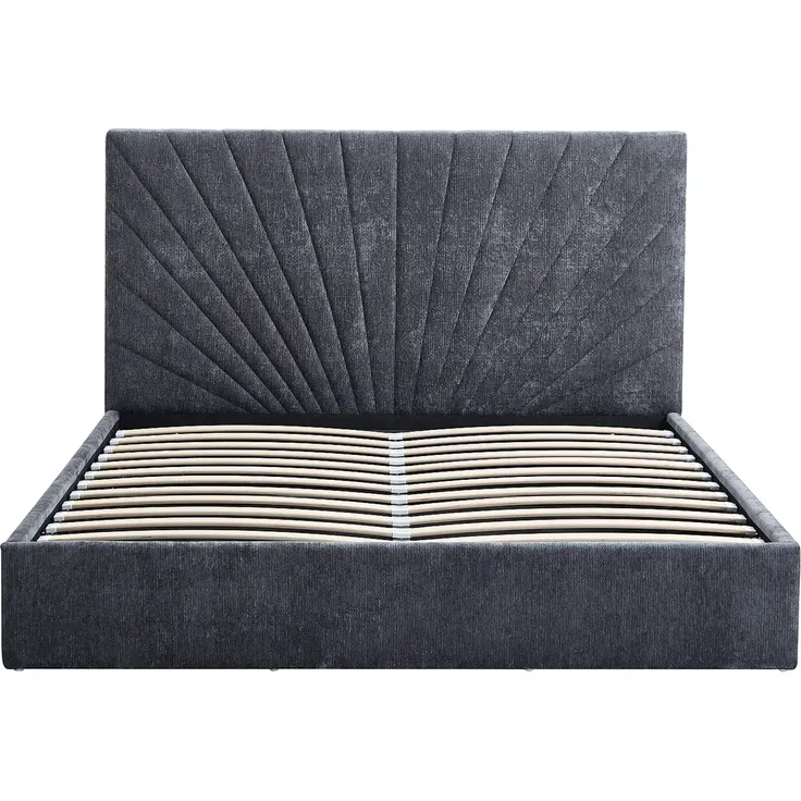 Vente-unique - RIBIOLA Bett Stoff Grau - B 203 cm x H 110 cm x L 148 cm – Bild 4