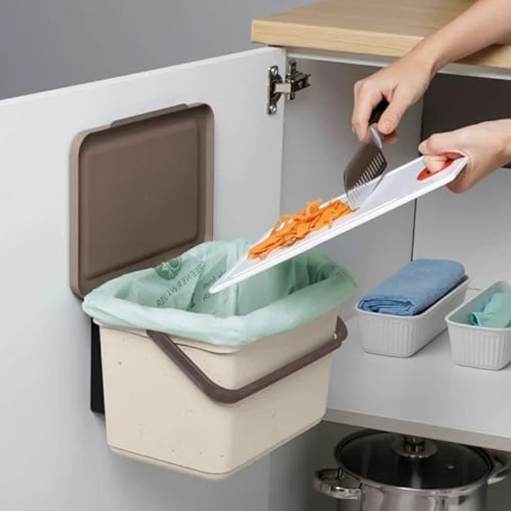 TATAY Biomülleimer Küche 6L | Organischer Abfalleimer Smart mit Halterung und Schrauben | Kompaktes und Funktionales Design | Aus 100 % recyceltem Material | 26,5 x 20,5 x 18,5 cm, Ecohome – Bild 4