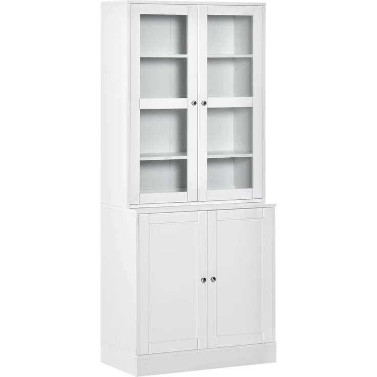 Bücherschrank 76 x 40 x 178,5 cm mit Glastüren und verstellbaren Einlegeböden – Weiß – Bild 3