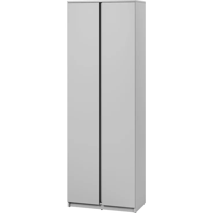 Kleiderschrank Simply SM01 mit zwei Drehtüren, mit Kleiderstange (Farbe: Grau)