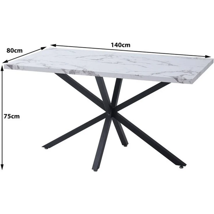 GrandCA HOME Esstisch Rechteckiger Küchentisch im Modernen Stil, aus MDF (1-St), 140 x 80 cm, Weiß – Bild 4