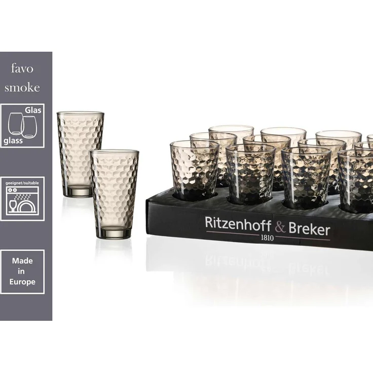 Ritzenhoff & Breker Favo Longdrinkglas 400 ml braun 12er Set – Bild 2