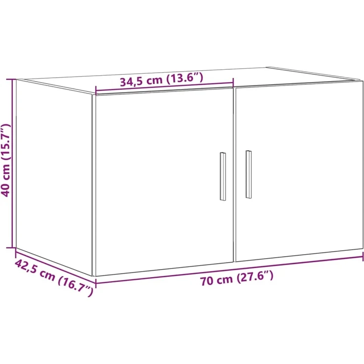 vidaXL Wandschrank Grau Sonoma 70x42,5x40 cm Holzwerkstoff 846122 – Bild 10