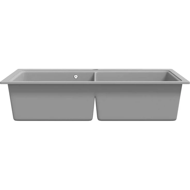 Granitspüle Doppelbecken, Waschbecken für Küche Grau – Bild 4