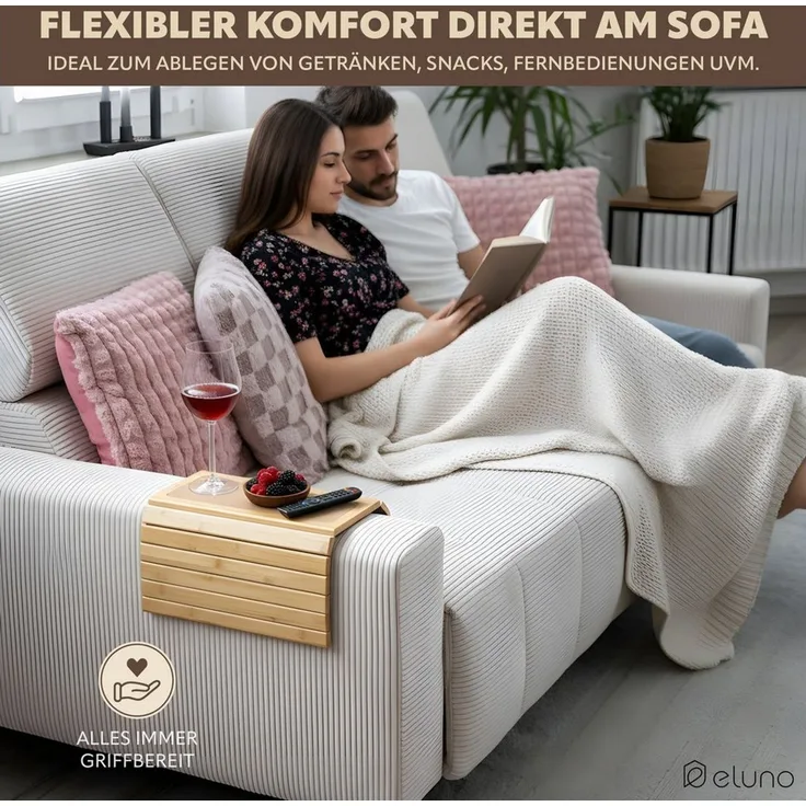 eluno Tabletttisch aus Bambus mit rutschfester Ablage