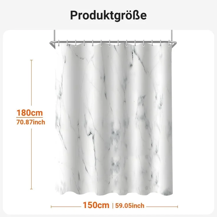 Duschvorhang Marmor 150x180cm Wasserdicht Waschbar Polyester Badevorhang – Bild 6