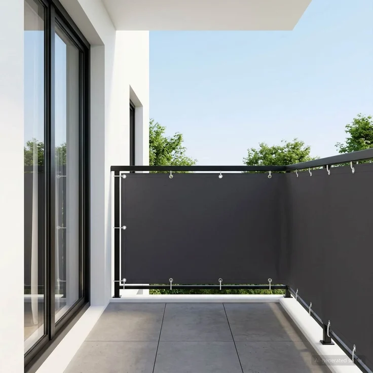 vidaXL Balkon-Sichtschutz 1,5 x 25 m Stoff mit PU-Beschichtung Schwarz 42036785 – Bild 3