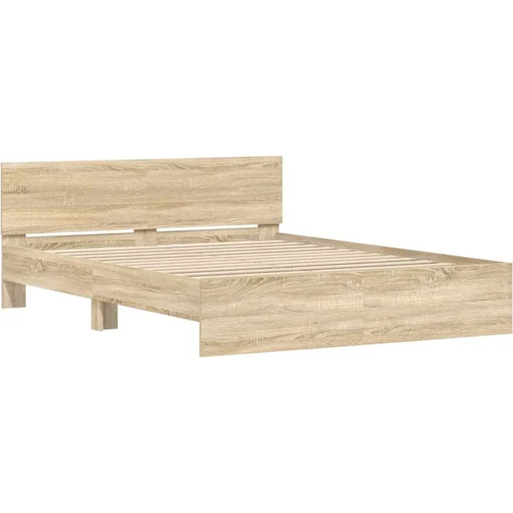 vidaXL Bettgestell mit Kopfteil Sonoma 152 x 203 cm Holzwerkstoff 3402861 – Bild 2