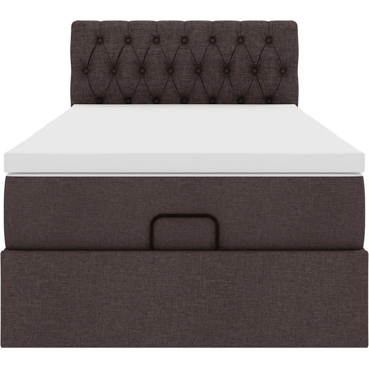 vidaXL Ottoman-Bett mit Matratze Dunkelbraun 90x200 cm Stoff 3311514 – Bild 5