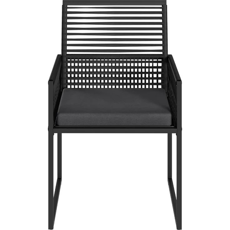 STEELSØN 'Kynaris' 3-tlg. Gartenmöbel-Set, Sitzgruppe aus 2 Polyrattan-Stühlen und Gartentisch, Metall, zusammenklappbar, schwarz/anthrazit, wetterfest – Bild 10