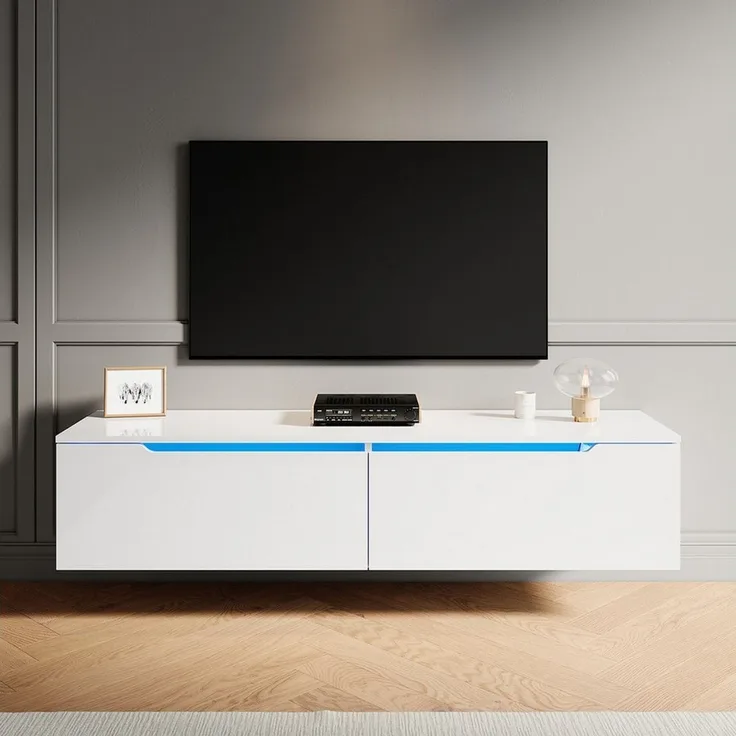 SONNI Lowboard Lowboard TV Hängend Weiß/ Schwarz TV Schrank in Wohnzimmer (Packung), 140-180cm tv schrank in wohnzimmer für 35''- 45'' Fernseher