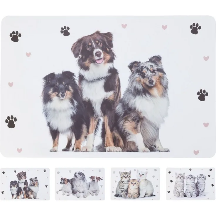 Annastore Platzset 8-teiliges Tischset Platzset - Hunden und Katzen 43,5 x 28,5 cm, Pflegeleicht langlebig und abwaschbar