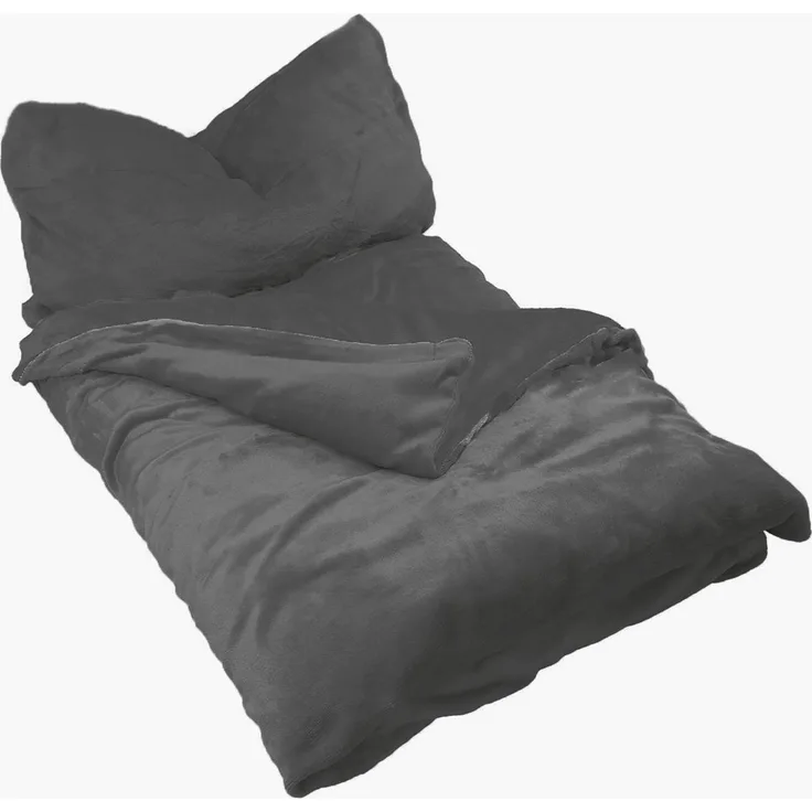Winter Uni Bettwäsche 2 teilig Cashmere Touch Reißverschluss 135 x200 cm + 80 x80 cm Anthrazit