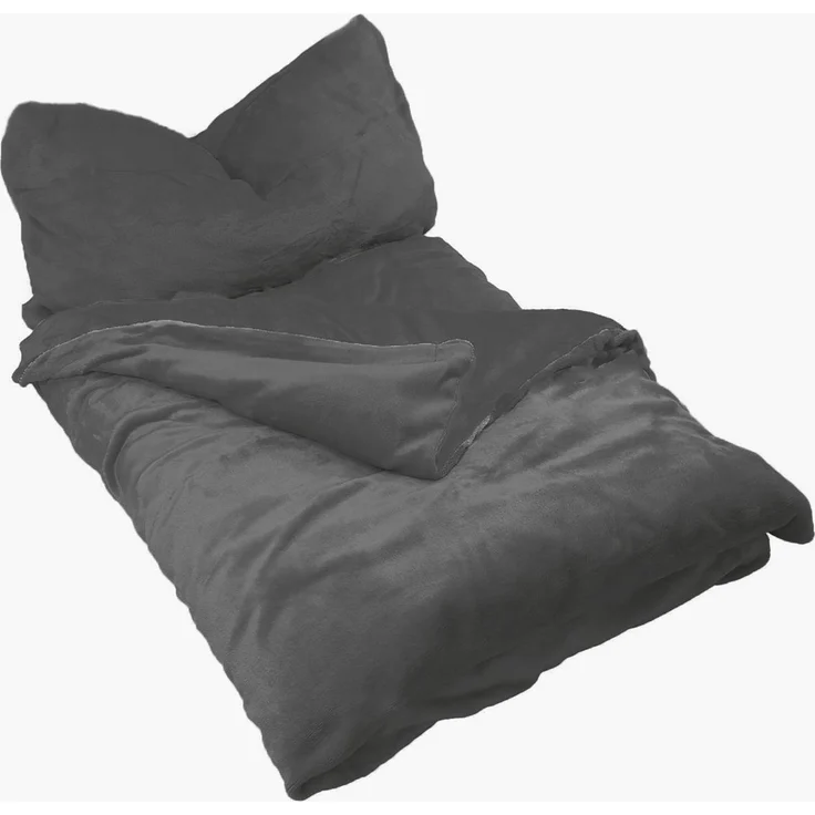 Winter Uni Bettwäsche 2 teilig Cashmere Touch Reißverschluss 135 x200 cm + 80 x80 cm Anthrazit – Bild 1