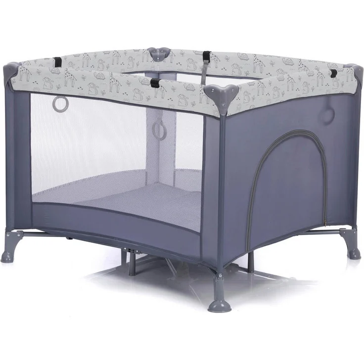 Fillikid Laufgitter Orlando, Zusammenklappbares Babymöbel aus Metall und Textil, Grau, 96x76x105 cm, mit Reißverschluss-Öffnung und Greifringen
