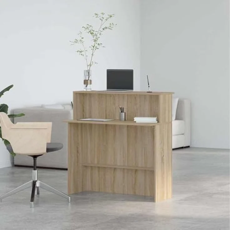 vidaXL Empfangstresen Sonoma-Eiche 100 x 50 x 103,5 cm Holzwerkstoff 859026 – Bild 3