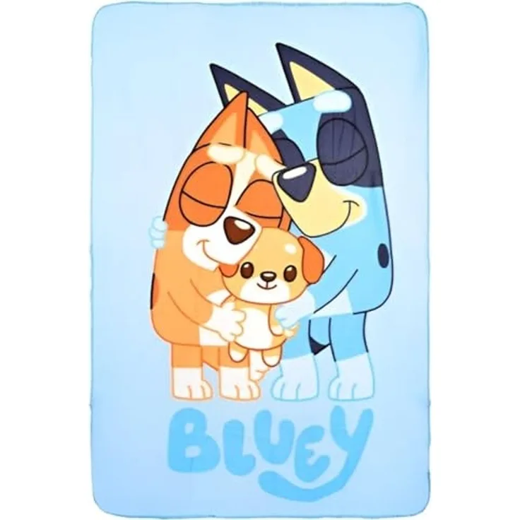 Wohndecke Bluey und Bingo Kinder Fleecedecke leichte Kuscheldecke 100x150, Bluey