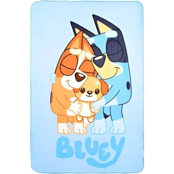 Wohndecke Bluey und Bingo Kinder Fleecedecke leichte Kuscheldecke 100x150, Bluey – Bild 1