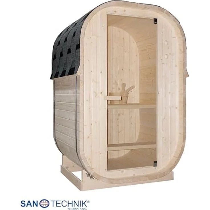 Sanotechnik Outdoor Fasssauna 'LINDHOLM' für 1-2 Personen, Thermo-Fichtenholz, 189x220x191,5 cm – Bild 3