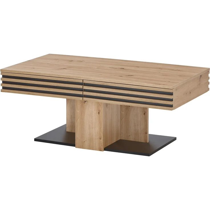 Couchtisch >Luara< 2 Schübe, Artisan Eiche Dekor, schwarz - 110x44x60 (BxHxT) – Bild 5