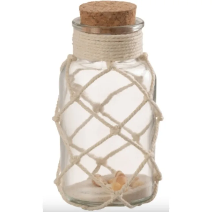 J-LINE / Vase Sand Muschel Glas Transparent Small / L7,00xB7,00xH14,00cm