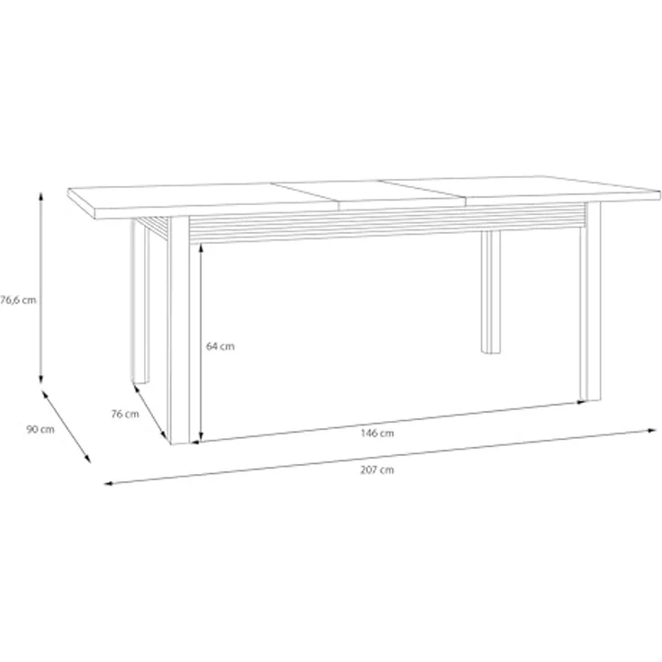 Forte EUFEMIUS Esstisch 160, moderner Esstisch ausziehbar, Holzwerkstoff, Dunkelbraun|Schwarz Eiche Holzdekor, 160,4 cm (207 cm) breit x 76,6 cm hoch x 90 cm tief – Bild 2
