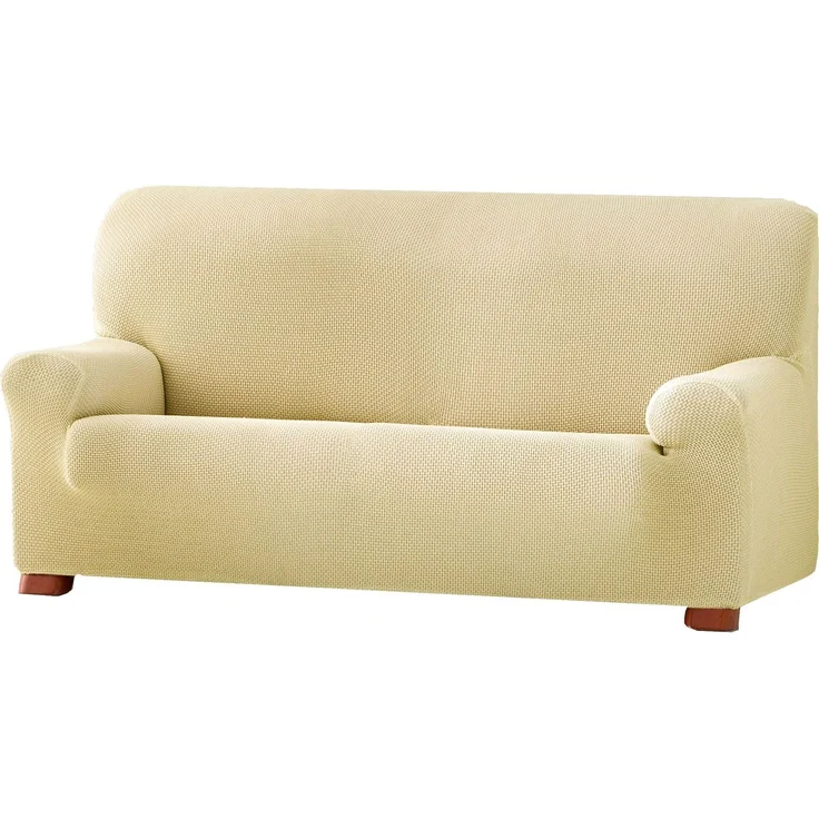 ECOMMERC3 Bi-elastischer Jacquard-Sofabezug, Größe 4-Sitzer, vollständiger Schutz, atmungsaktiv und anpassbar, Beige – Sofabezug kompatibel mit verschiedenen Sofamodellen