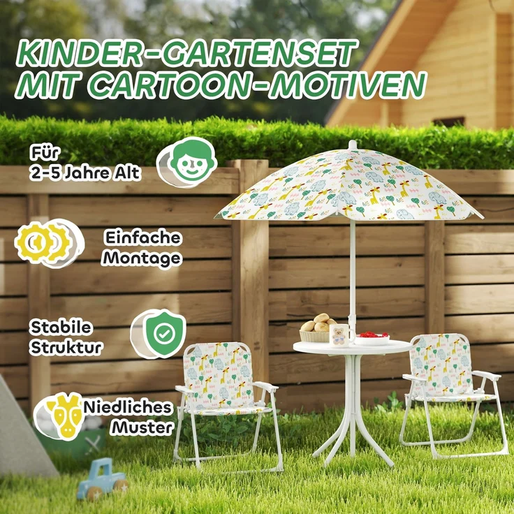 AIYAPLAY Garten-Kindersitzgruppe, Stahl, Polyester, Weiß, 49,5L x 49,5B x 50H cm – Bild 7