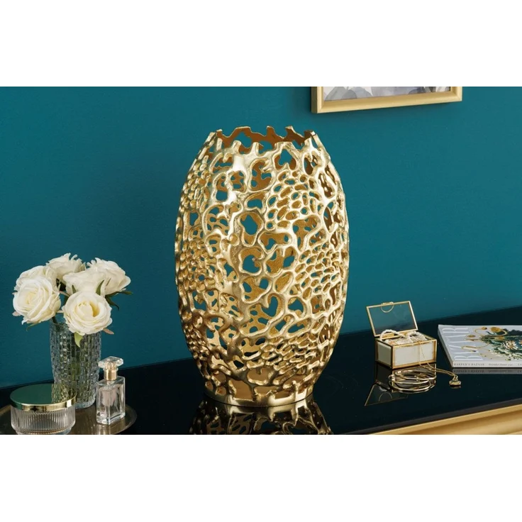 riess-ambiente Dekovase ABSTRACT LEAF 40cm gold (Einzelartikel, 1 St), Wohnzimmer · Handmade · Metall · Gold-Design · Schlafzimmer – Bild 2