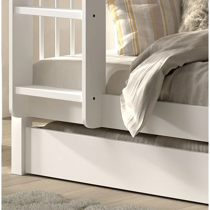 Etagenbett >Buche Massiv< in weiß lackiert - 207,5x175,4x97,5 (BxHxT) – Bild 4