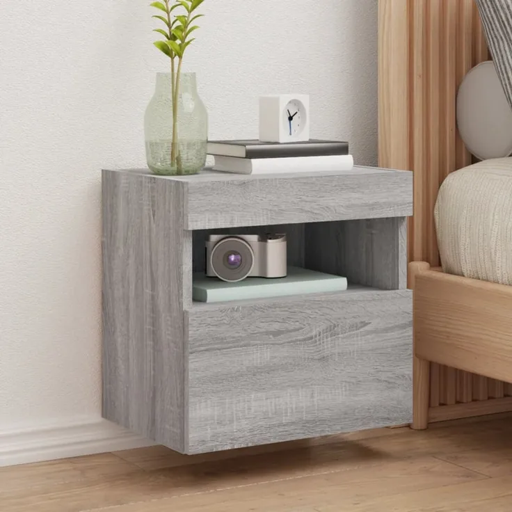 TV-Wandschrank, Fernsehschrank mit LED-Leuchten Grau Sonoma 40x30x40 cm