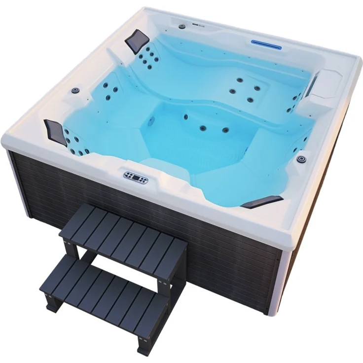 HOME DELUXE Outdoor Whirlpool mit Treppe und Thermoabdeckung STREAM BIG - 207 x 207 cm für 5 Personen – Bild 11