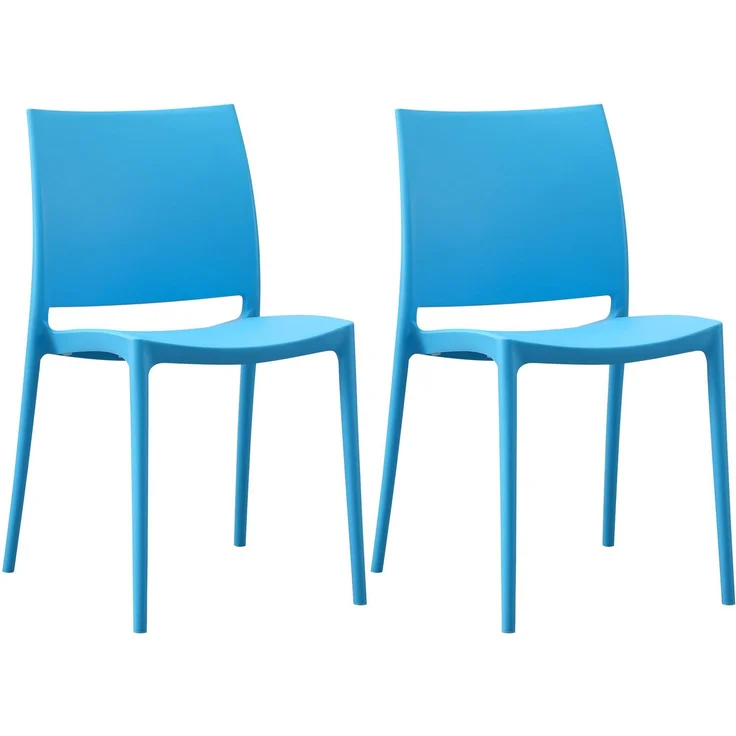 CLP 2er Set Gartenstühl Meton mit Lehne stapelbar wetterfest UV-beständig bis 150 kg,blau – Bild 1