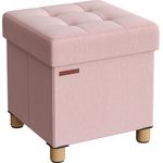 Songmics Sitzbank mit Stauraum, Schuhbank, klappbare Sitztruhe, Aufbewahrungsbox, Fußbank, 38 x 38 x 40 cm, für Wohnzimmer, Schlafzimmer, pastellrosa LSF014P11