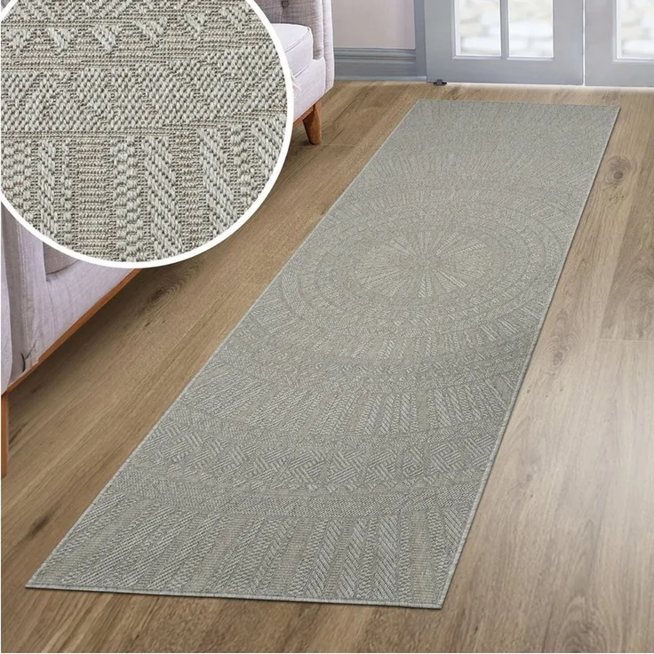 Bruno Banani Teppich Solan, ethno, boho-inspiriert, In- und Outdoor geeignet, rechteckig, Höhe: 5 mm, Mandala, Kreise, Küche, Wohnzimmer, Camping, Balkon