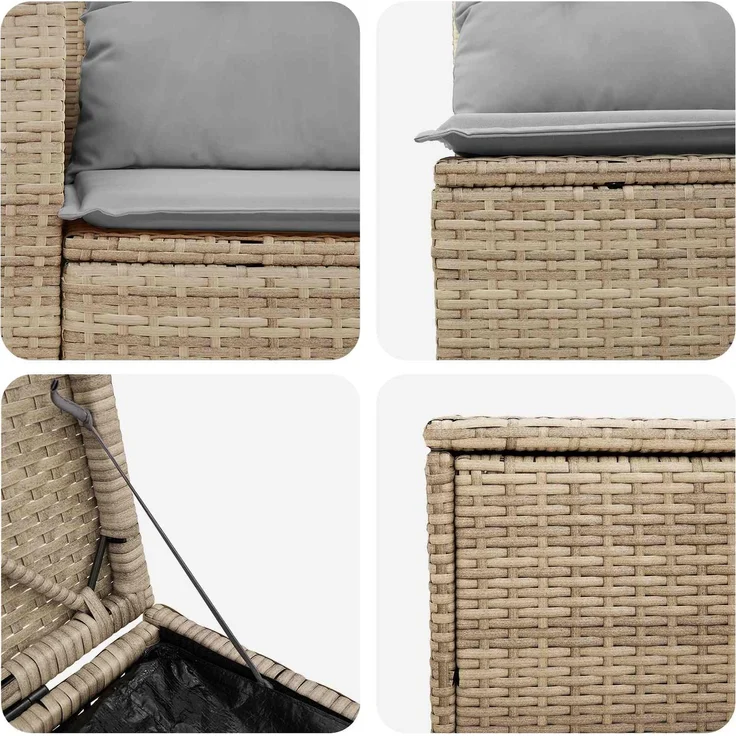 vidaXL Sofa Set 5 stk. Beige und Hellgrau Polyrattan und Stahl 3447883 – Bild 6