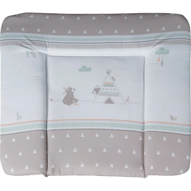roba Wickelauflage 'Indibär' - weiche Wickelunterlage 85 x 75 cm - Wickeltischauflage - Beige / Weiß